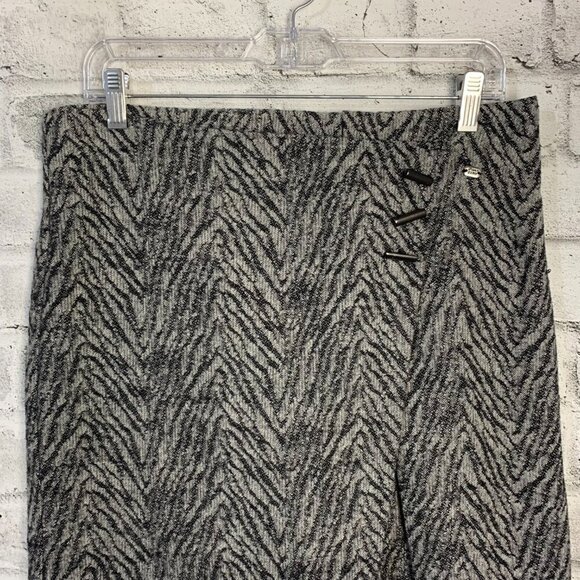 Vintage Y2K Zebra Animal Print Wool Blend Faux Wrap A-Line Skirt - Picture 2 of 13